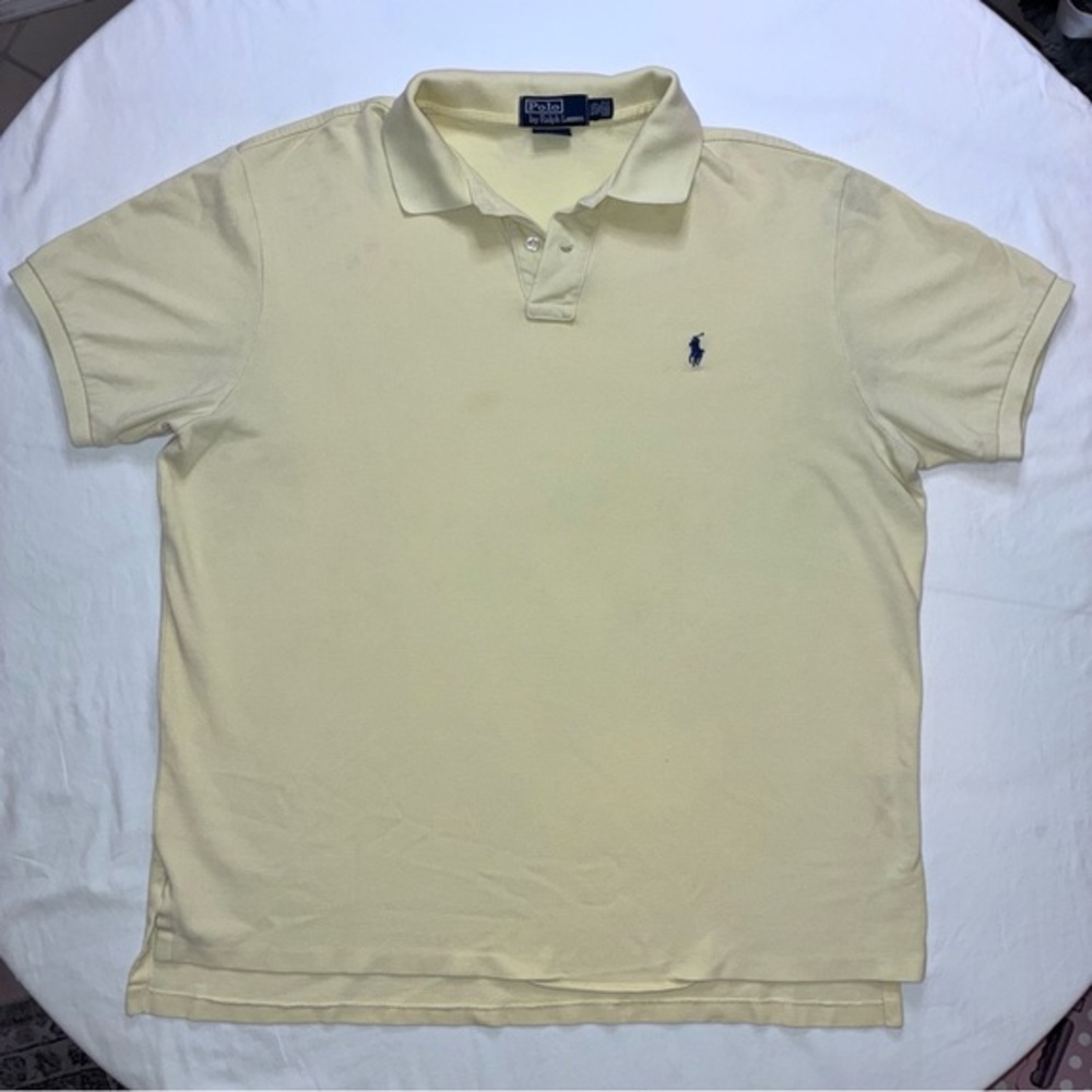 Polo Ralph Lauren Mens Custom Fit Yellow Short Sleeve Pique knit Polo Shirt XXL